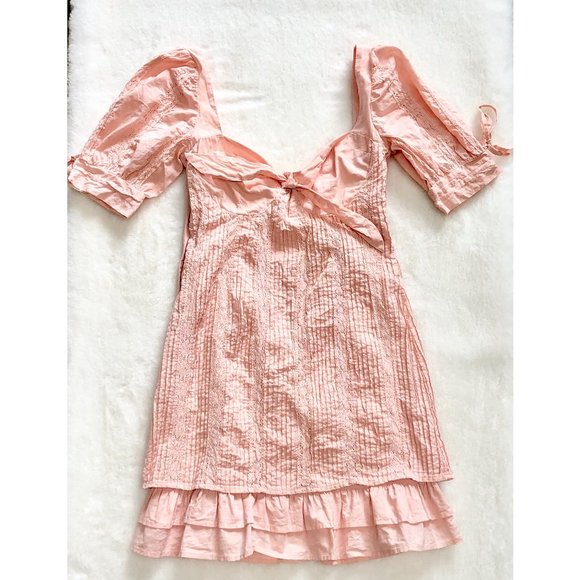 Lulus Blush Pink Woven Pleated Puff Sleeve Dress - Picture 6 of 13